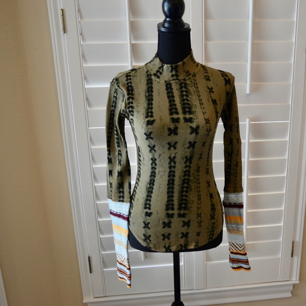 Free People Long Sleeve Mock Neck Shirt